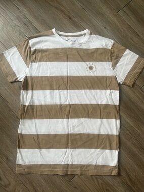 Denim & Flower Tan and White Striped Short Sleeve Tee